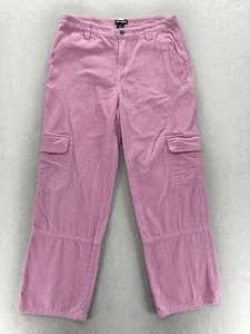Hot Topic Corduroy Pants Women's Junior’s 9 Pink Relaxed Straight Cargo Grunge - Picture 1 of 13