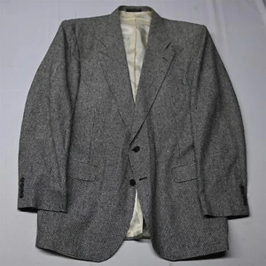 Vtg 44L USA Made Gray Houndstooth Soft Silk Tweed Mens Blazer Sport Coat Jacket - Picture 1 of 12