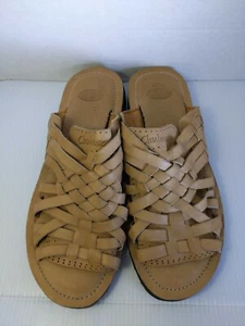 Chubasco Herren Größe 10 Leder geflochten Sandalen Damengröße 12 Slipper Webmuster hellbraun - Bild 1 von 10