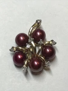 Colgante Heng Ngai HN oro amarillo 10k rojo como perlas y diamantes - Imagen 1 de 9