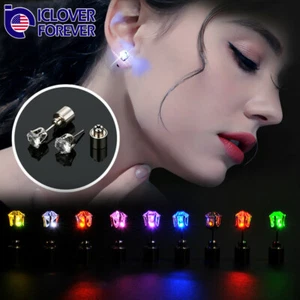 1/3/10 Pairs LED Light Up Ear Studs Earrings for Dance Christmas Halloween Party - Picture 1 of 13