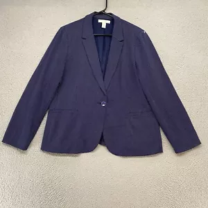 Chicos Blazer Jacket Womens 3 / XL Stretch Knit Jacket Polka Dot Offive Work - Picture 1 of 12