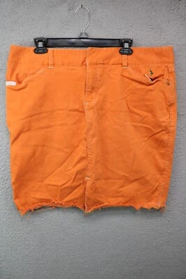 Baby Phat Orange Denim Skirt-Size 20-Pockets-Vintage-Y2K-Logo - Image 1 of 4