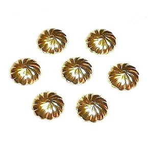 M539 Gold 10mm Scalloped Round Fluted Swirl Design Brass Bead Caps 20pc - Picture 1 of 1