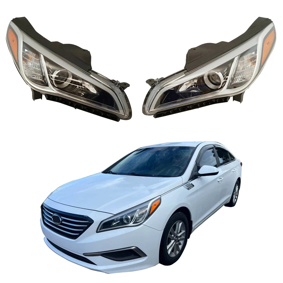 For 2015 2016 2017 Hyundai Sonata Headlights Driver Passenger w/ Bulbs no LED 2p - Image 1 of 4