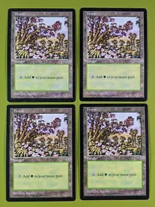 Forest (Red Tree Leaves) x4 Mirage 4x Magic the Gathering MTG - Picture 1 of 1