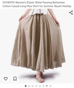 NWT Women's Elastic Waist Flowing Boho Cotton Casual Maxi Skirt for Summer Sz L - Picture 1 of 8