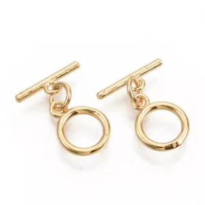 50 Sets Golden Brass Toggle Clasps with Jump Rings Nickel Free Ring 12x9x1.5mm - Picture 1 of 3