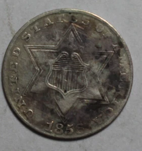 1856 3 Cent Silver WR360 - Picture 1 of 2
