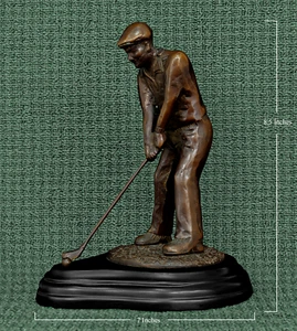 VINTAGE BRONZE SCULPTURE OF A GOLFER - Picture 1 of 5