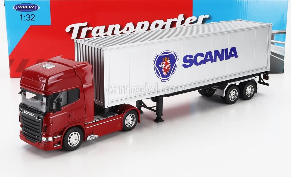 1 32 WELLY Scania R730 V8 Truck Cassonato 2015 Red Silver WE32671R