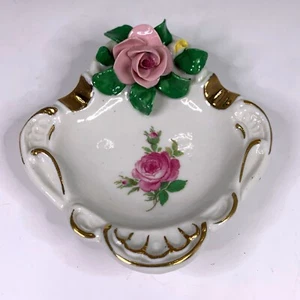 Cenicero de porcelana rosa 3D vintage Baviera alemana Cottagecore decoración en mal estado 6 - Imagen 1 de 6