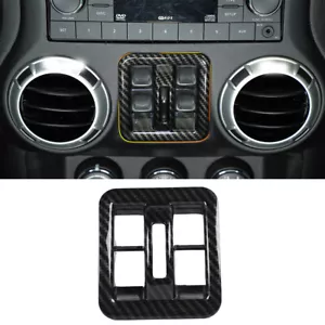Carbon Fiber Window Lift Switch Button Cover Trim For Jeep Wrangler JK JKU 11-17 - Picture 1 of 9