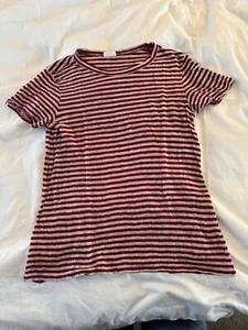 T-shirt brindisi boxy manica corta 100% puro lino a righe - taglia XS - Foto 1 di 10