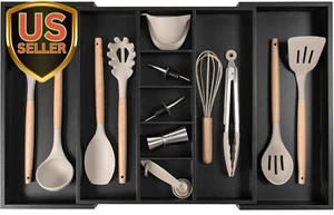 Adjustable Kitchen Drawer Organizer for Utensils and Junk, Food-Safe Contract... - Picture 1 of 12