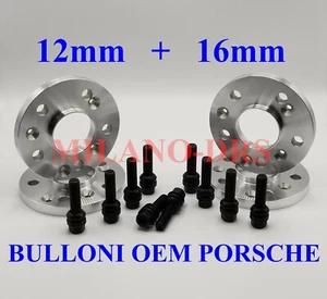 KIT 4 DISTANZIALI RUOTA 12+16mm PORSCHE MACAN + BULLONI OEM BLACK - Imagen 1 de 2