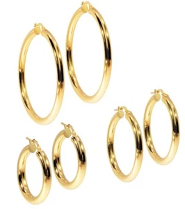 925 ECHT SILBER vergoldet  *** 1 Paar Creolen Ohrringe wählbar in  Ø 27-37-47 mm - Picture 1 of 6