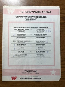 WWF Hershey PA 3/17/1986 Match Card Randy Savage with Wrestlemania 2 ad on back - Picture 1 of 2