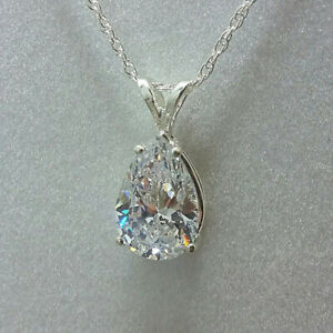 Women Fashion Jewelry Pear Cut Cubic Zircon Silver Plated Necklace Pendant Gift