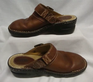 BASS Women's Leather Greta Mules Clogs ~ Buckle Strap ~ Brown Size ~ 7.5 M - Picture 1 of 8