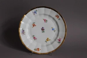Meissen Streublümchen Teller D 20 cm Breiter Goldrand Pfeifferzeit - Picture 1 of 9