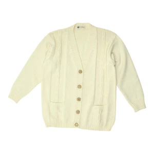 Cárdigan tejido de lana blanca Cristian para mujer | suéter de diseño vintage de colección de colección de colección - Imagen 1 de 3