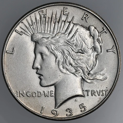 1935-P $1 PEACE SILVER DOLLAR AU+ ATTRACTIVE EYE APPEAL BETTER DATE (230702-027) Cover