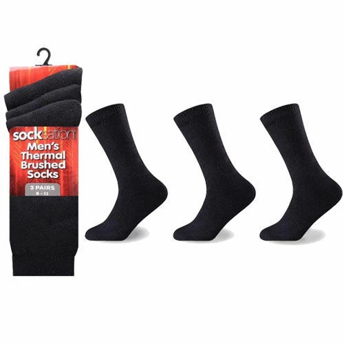 3 PK Mens Black Thermal Winter Warm Work Walking Hiking Boot Socks Size 6-11 - Image 1 of 1
