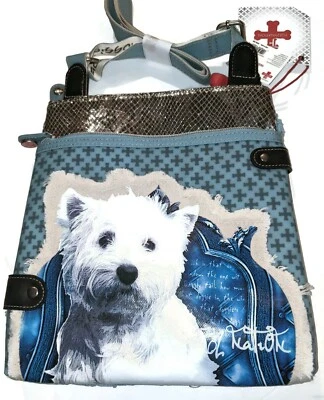 Westie FUZZY NATION 斜挎包。蓝色-见图片说明 — 第 1/4 张图片