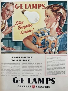 1946 Lampade elettriche generali vintage, stampa annuncio rimani più luminoso più a lungo! - Foto 1 di 1