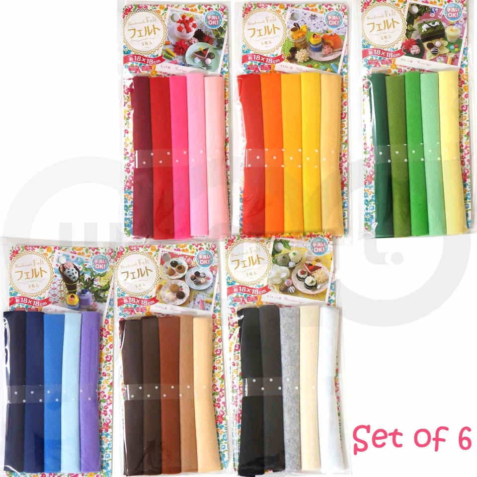 30 pieces Daiso Felt sheet 18x18cm DIY Handmade craftwork materials multi colors - Image 1 of 4