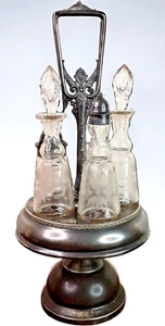 Antik viktorianischer Mittelstadtteller Co Cruet Set-Vierfachteller 5 Stück Vintage - Bild 1 von 16