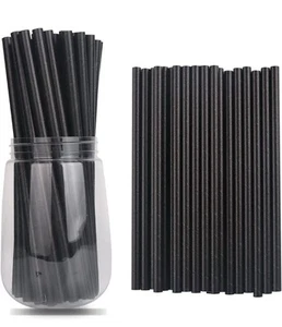 Drinking Paper Straws Wholesale Biodegradable - 250 count Black - 8.5” Length - Picture 1 of 4