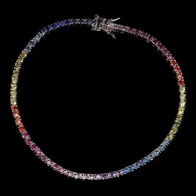 925 Sterling Silver Bracelet Round Simulated Cz Gemstone Jewelry 7.5 Inches - Image 1 of 4