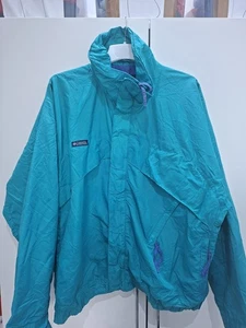 Men's Vintage 1990s Columbia Whirlibird Turquoise Radial Sleeve Jacket Size XL - Picture 1 of 11