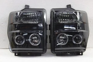 FITS 08-10 F250/F350/F450 SUPERDUTY BLACK SMOKED HALO PROJECTOR LED HEADLIGHTS - Picture 1 of 1