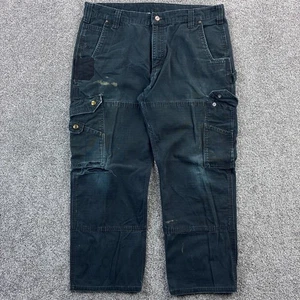 Carhartt Cargo Double Knee Pants Mens 38x30 Black Ripstop Relaxed Fit B342-BLK - Picture 1 of 6
