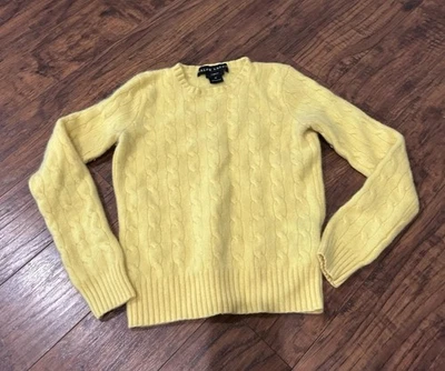 Suéter Ralph Lauren Niños Amarillo 100% Cachemira Tejido con Cable Calce Ajustado Mediano Foto 1 de 4