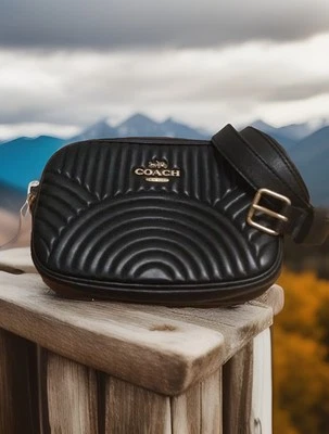 Coach Quilted Smooth Black Leather Waist Fanny Pack/Sling - Image 1 of 4