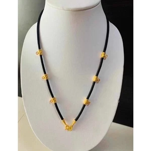 Collar Cuerda Chapado en Oro Artesanía Buda Tailandés Amuleto Colgante Colgar 7 Ganchos 28 pulgadas - Imagen 1 de 2