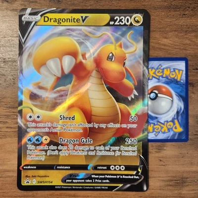 Jumbo Dragonite V SWSH154 LP 2021 Pokemon Fusion Strike Collection Box Card - Image 1 of 2
