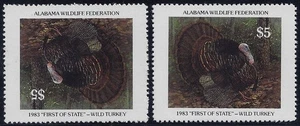 Alabama ALWL1 - Unlisted? Rare Invert Error / EFO $5 "Wild Turkey" Stamp Mint NH - Picture 1 of 1