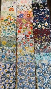 Strips of Cotton Material Floral, Fruit, Rabbits 2.5" Wide by 37.5" Non Alike - Picture 1 of 12