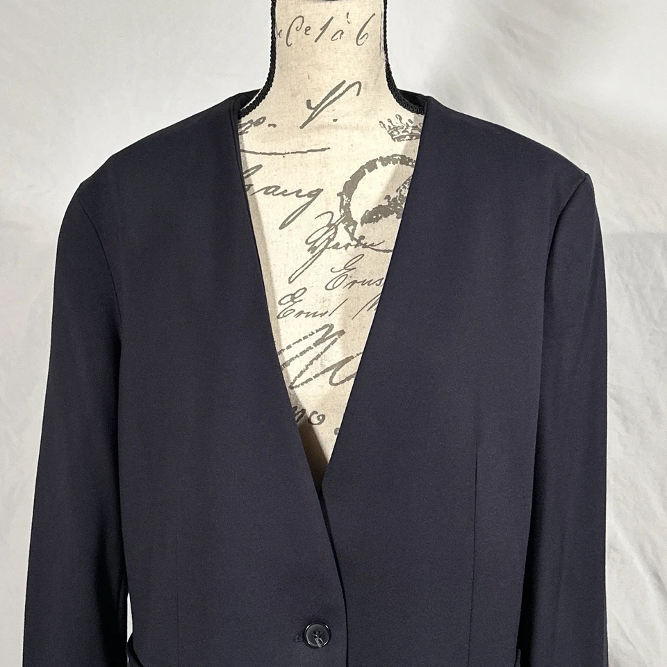 Spanx The Collarless Blazer 2X Ponte Oversized Blue Pinstripe 20384R
