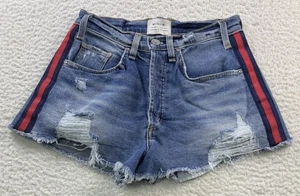 McGuire Women's Ibiza Striped-Side Cutoff Shorts Distressed Denim Size 25 - Picture 1 of 7