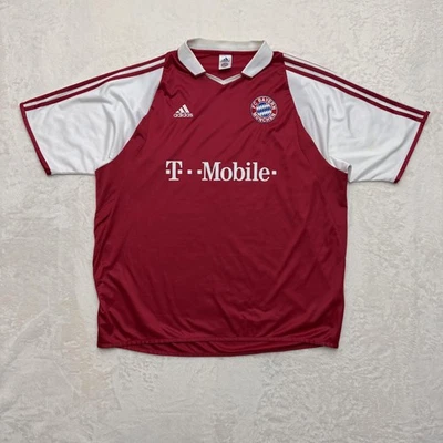 Vintage Adidas FC Bayern Munich Jersey Mens 2XL Red Soccer ClimaLite T-Mobile - Image 1 of 4