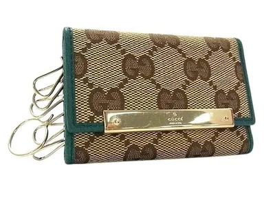 GUCCI GG Canvas Key Case 127048, Beige, Brown, Green, Canvas, Leather, Unisex - Image 1 of 4
