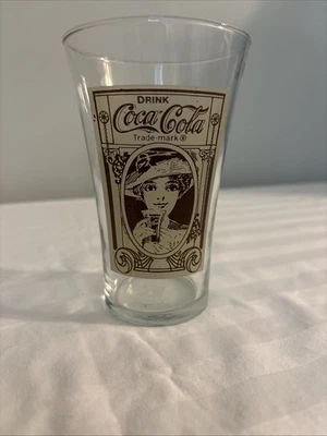 Vtg Coca-Cola Glass 16 Oz Recreation Of The Original Flair Glass Clear & Brown - Image 1 of 4