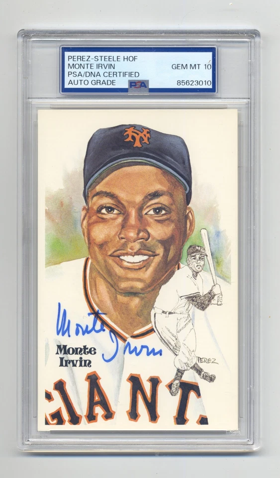 MONTE IRVIN SUPERB  GEM MINT 10 PSA/DNA SIGNED  PEREZ STEELE POST CARD - Image 1 of 1
