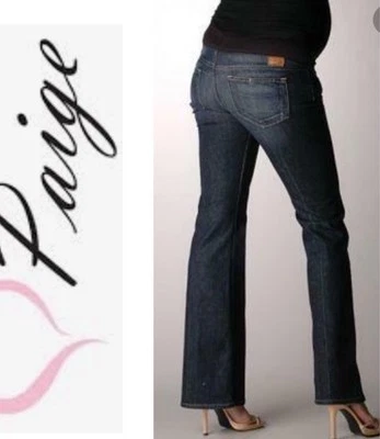 Paige Straight Maternity Jeans Elastic Sides Dark Wash Size 32 - Image 1 of 4